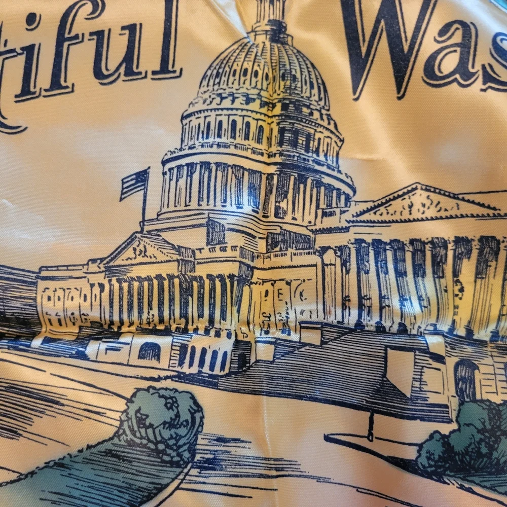Vintage Washington DC Souvenir Pillow Cover ~ White House ~ Cherry Blossoms
